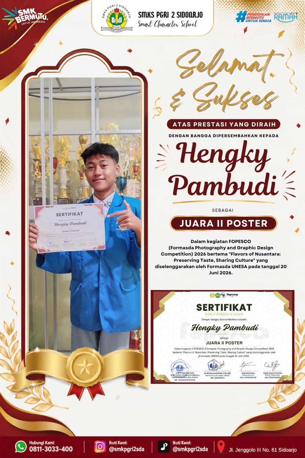 JUARA II POSTER DI UNIVERSITAS NEGERI SURABAYA